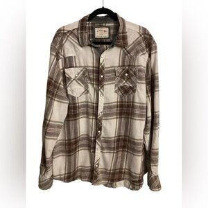 BKE Vintage Plaid Shirt - Brown and Gray XL GUC